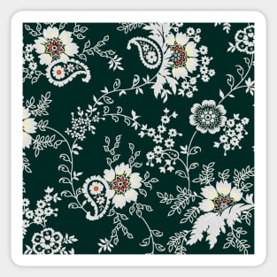 Chinese Ornamental Retro Abstract Floral Pattern Cream and White Flowers Sticker